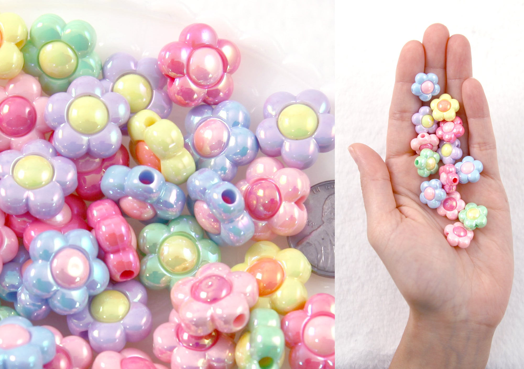 Acrylic Flower Beads - 12mm Small Pastel Transparent Acrylic Flower Be –  Delish Beads