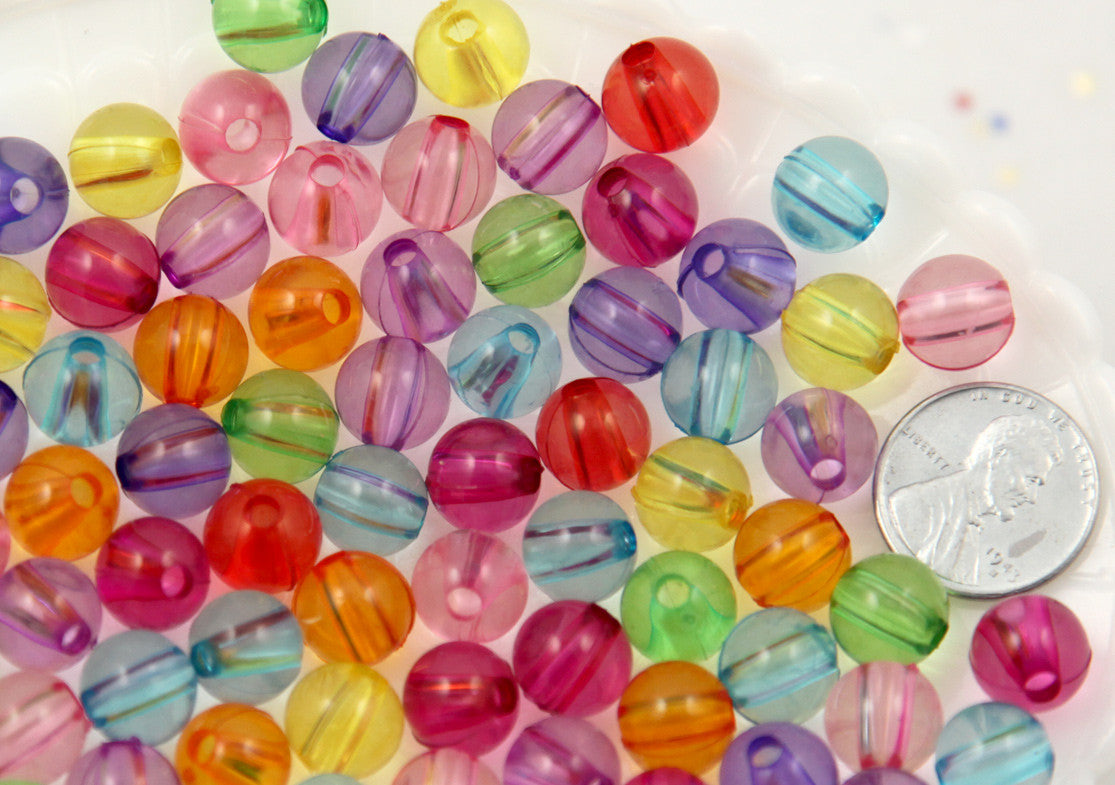 Plastic Faceted Beads, Transparent, 8mm, 200-pc
