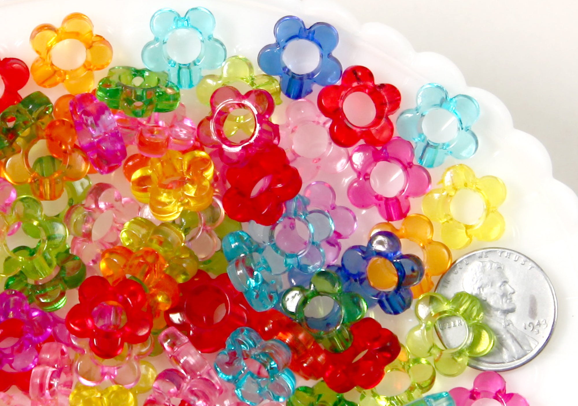 Tiny Flower Shape Murano Beads, Set Of 50, 4 mm Multicoloured