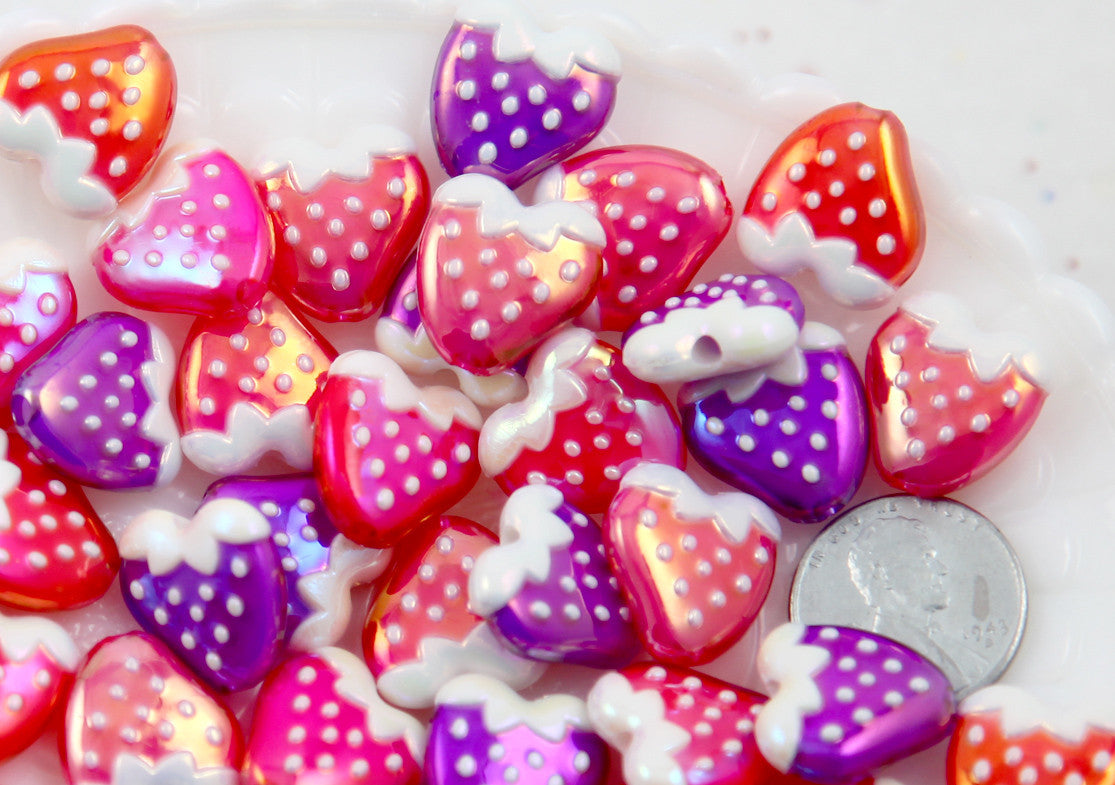 Strawberry Beads - 16mm Amazing AB Strawberry Acrylic or Resin Beads - –  Delish Beads