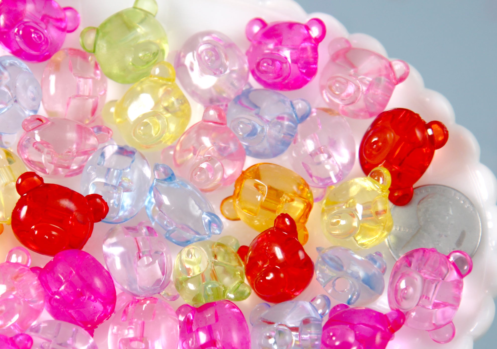Cute Beads 28mm Cute AB Teddy Bear Bead Chunky Acrylic or Plastic Beads 8  Pc Set 