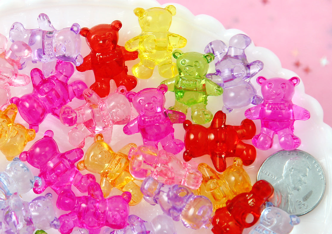 FASHEWELRY 200pcs Clear Acrylic Bear Beads Mixed Color Transparent Gummy  Bear Spacer Beads Mini Cute Bear Loose Beads Bulk for Bracelet Necklace