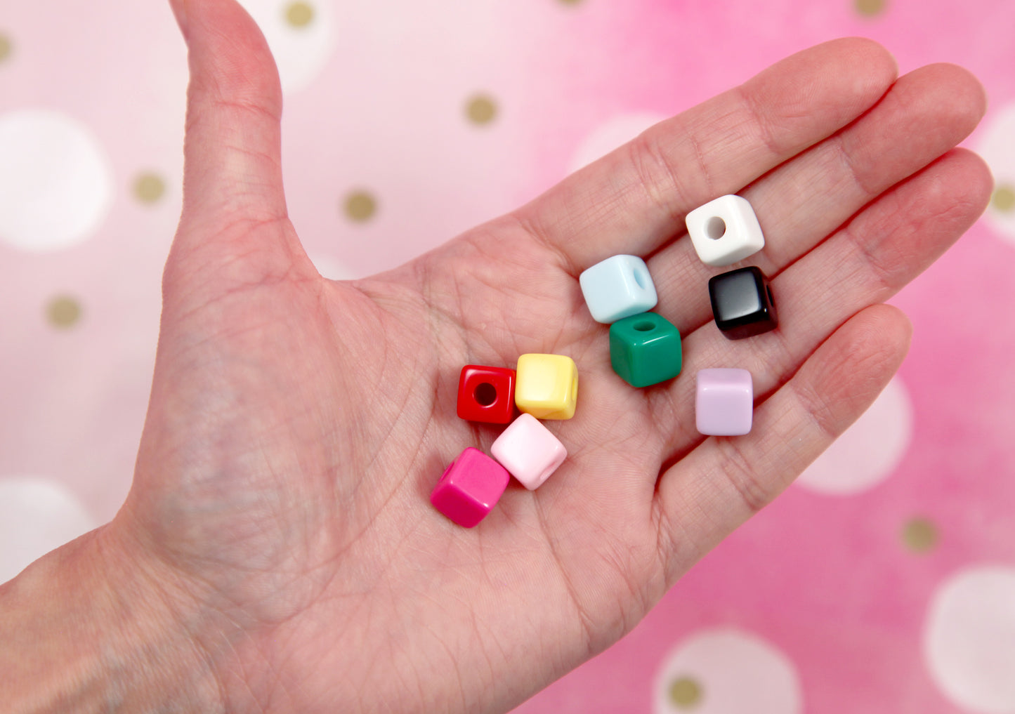 Cube Beads - 50 pieces - 10mm Small Pixel Cubes Acrylic Beads - Little Block Beads