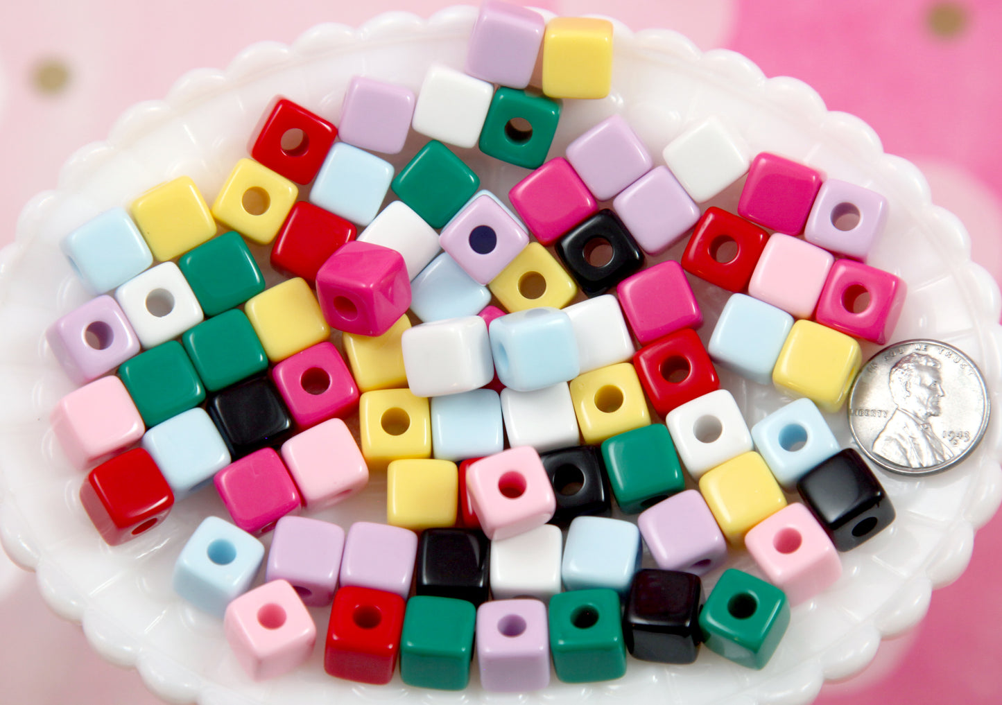 Cube Beads - 50 pieces - 10mm Small Pixel Cubes Acrylic Beads - Little Block Beads