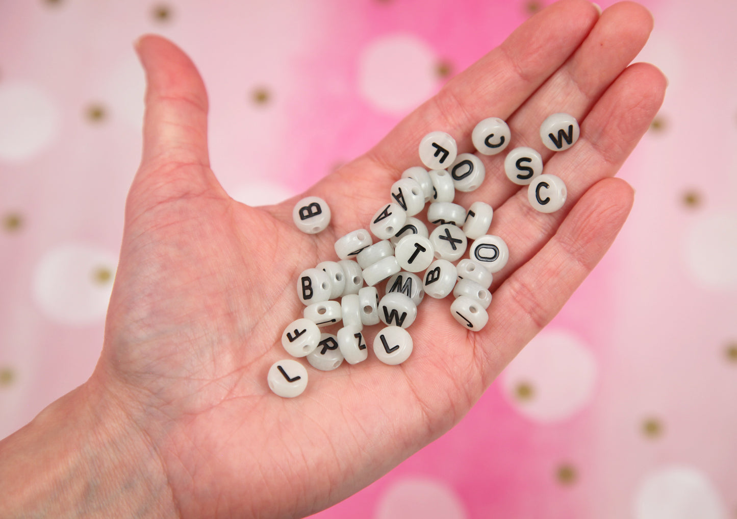 Big Glow Letter Beads - 170 pieces - 10mm Large Glow in the Dark Alphabet Acrylic or Resin Beadsset