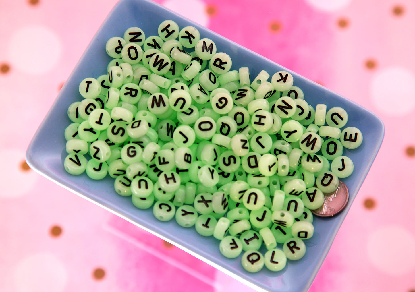 Big Glow Letter Beads - 170 pieces - 10mm Large Glow in the Dark Alphabet Acrylic or Resin Beadsset