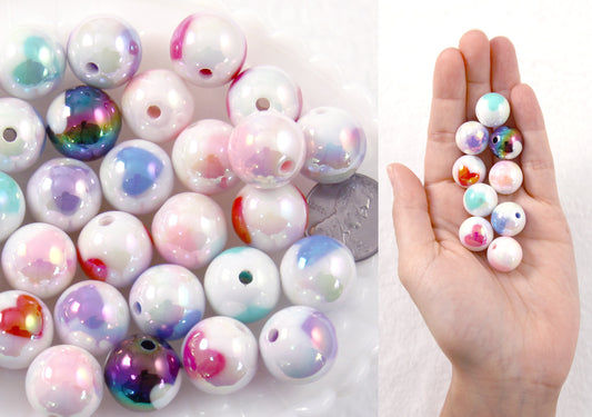 20mm AB Faceted Iridescent Huge Chunky Round Acrylic or Resin Beads - –  Delish Beads
