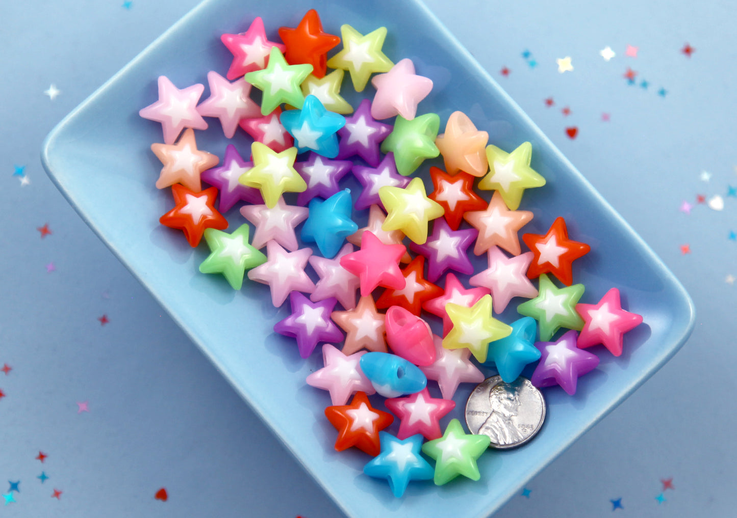 Cute Star Beads - 16mm Jelly Color Double Star Bead Acrylic or Resin Beads - 45 pcs set