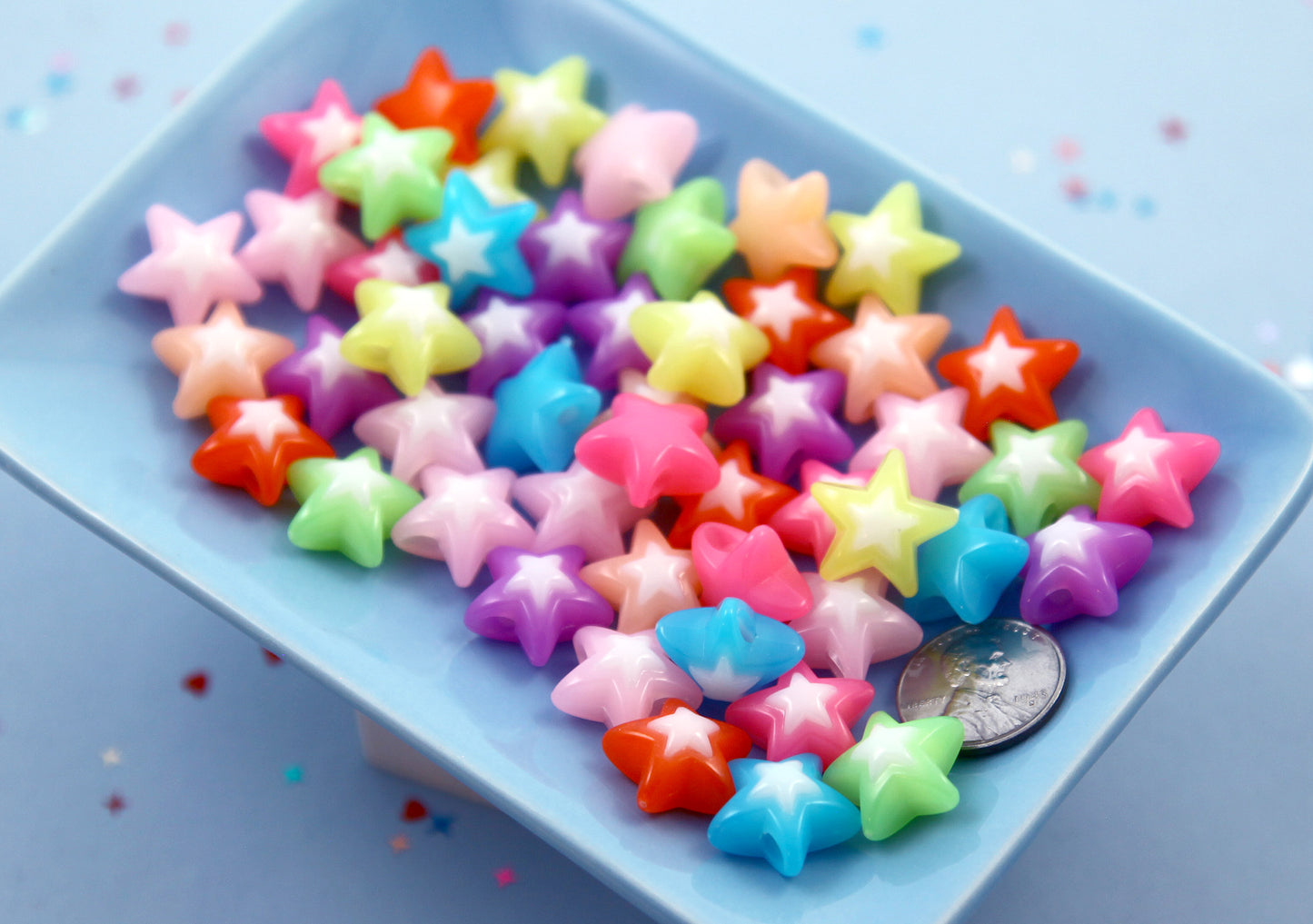 Cute Star Beads - 16mm Jelly Color Double Star Bead Acrylic or Resin Beads - 45 pcs set