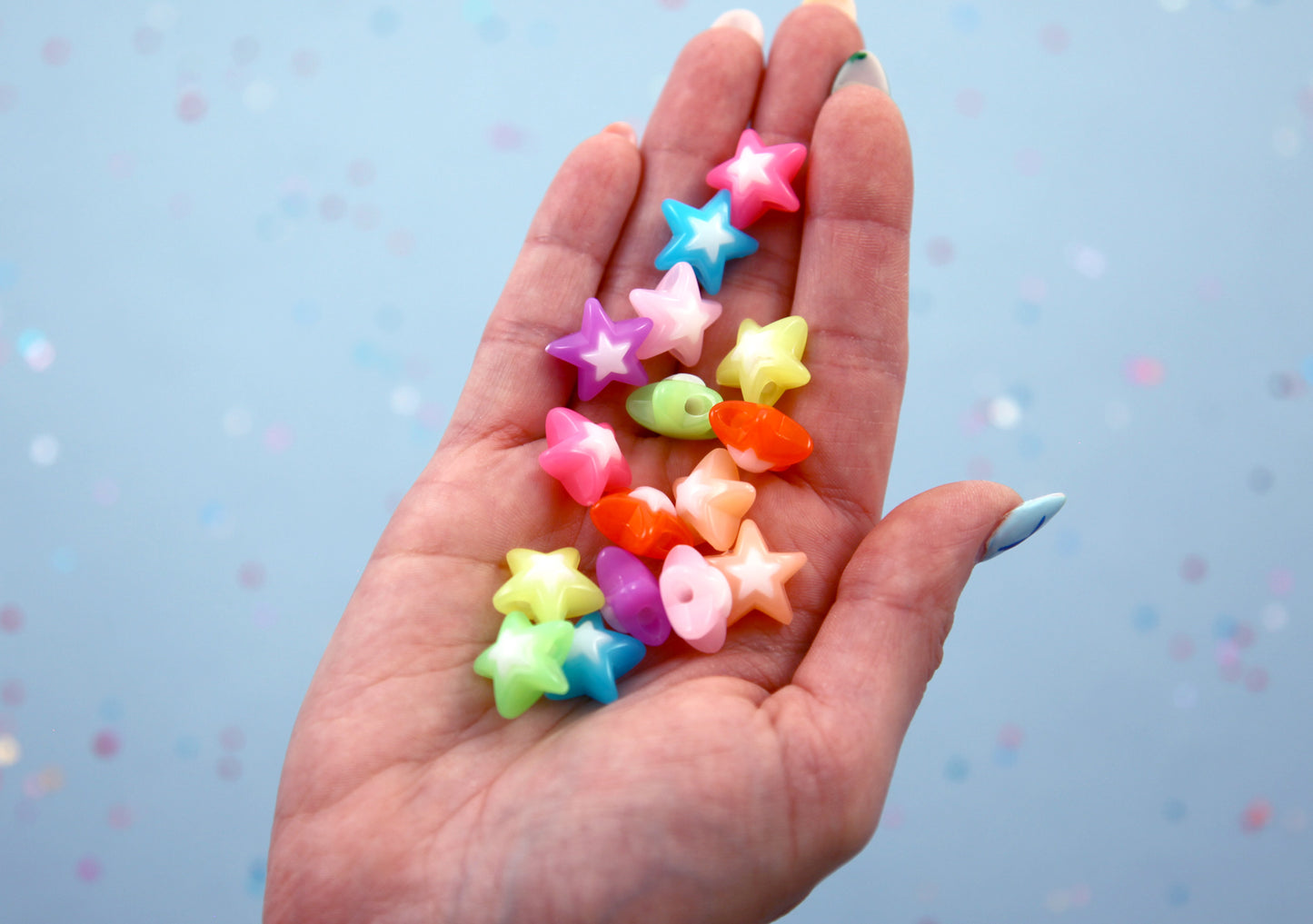 Cute Star Beads - 16mm Jelly Color Double Star Bead Acrylic or Resin Beads - 45 pcs set