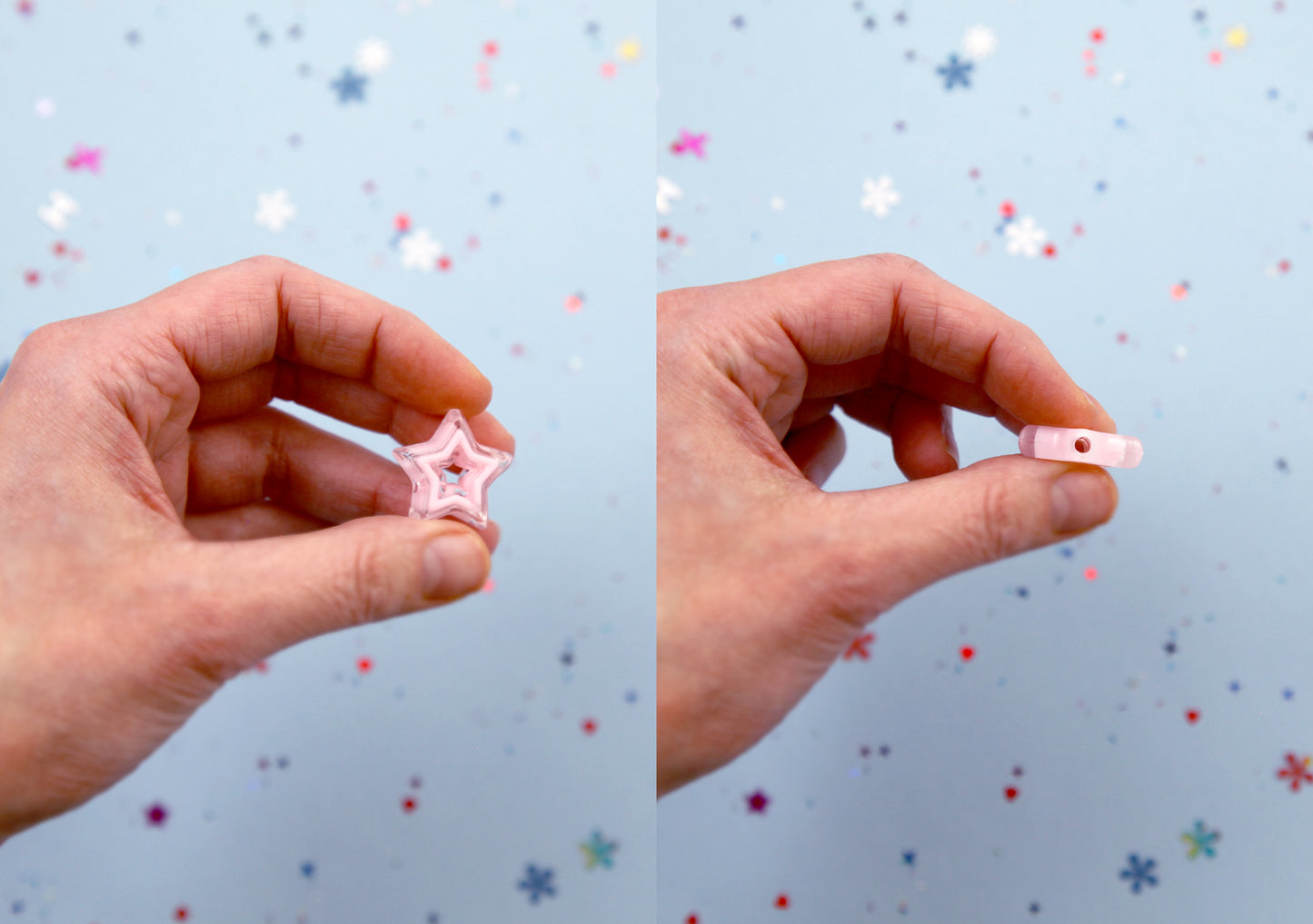 Star Beads - 22mm Pastel Outline Star Double Stars Acrylic or Resin Beads - 16 pcs set