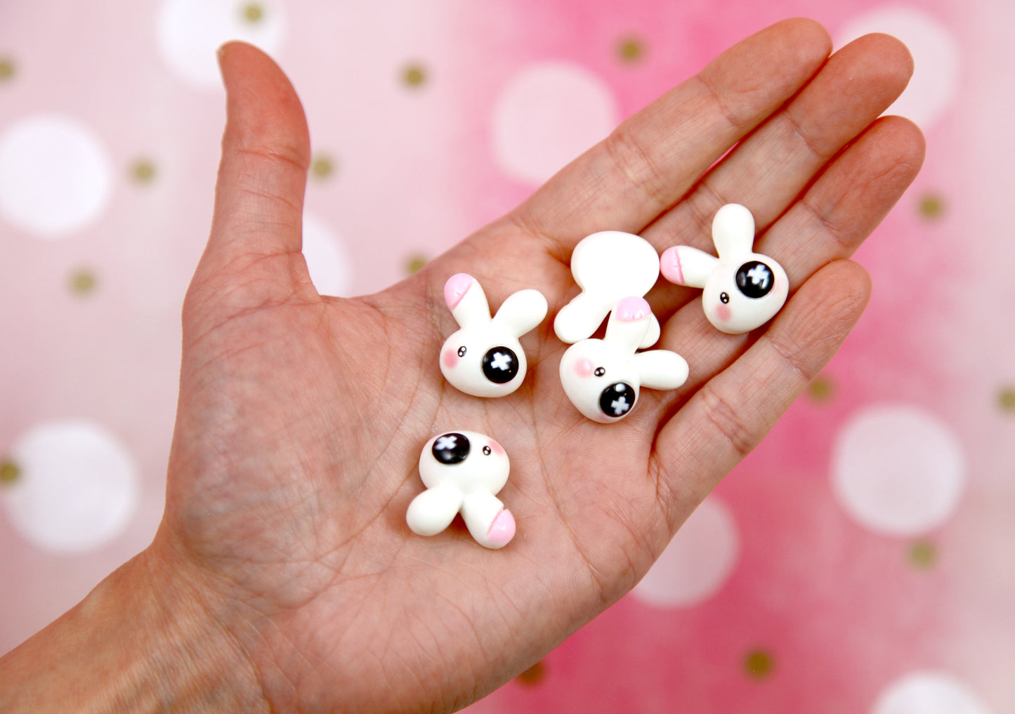 Bunny Flat Backs - 12 pieces - 20mm White Rabbit Resin or Acrylic Cabochons or Flatbacks