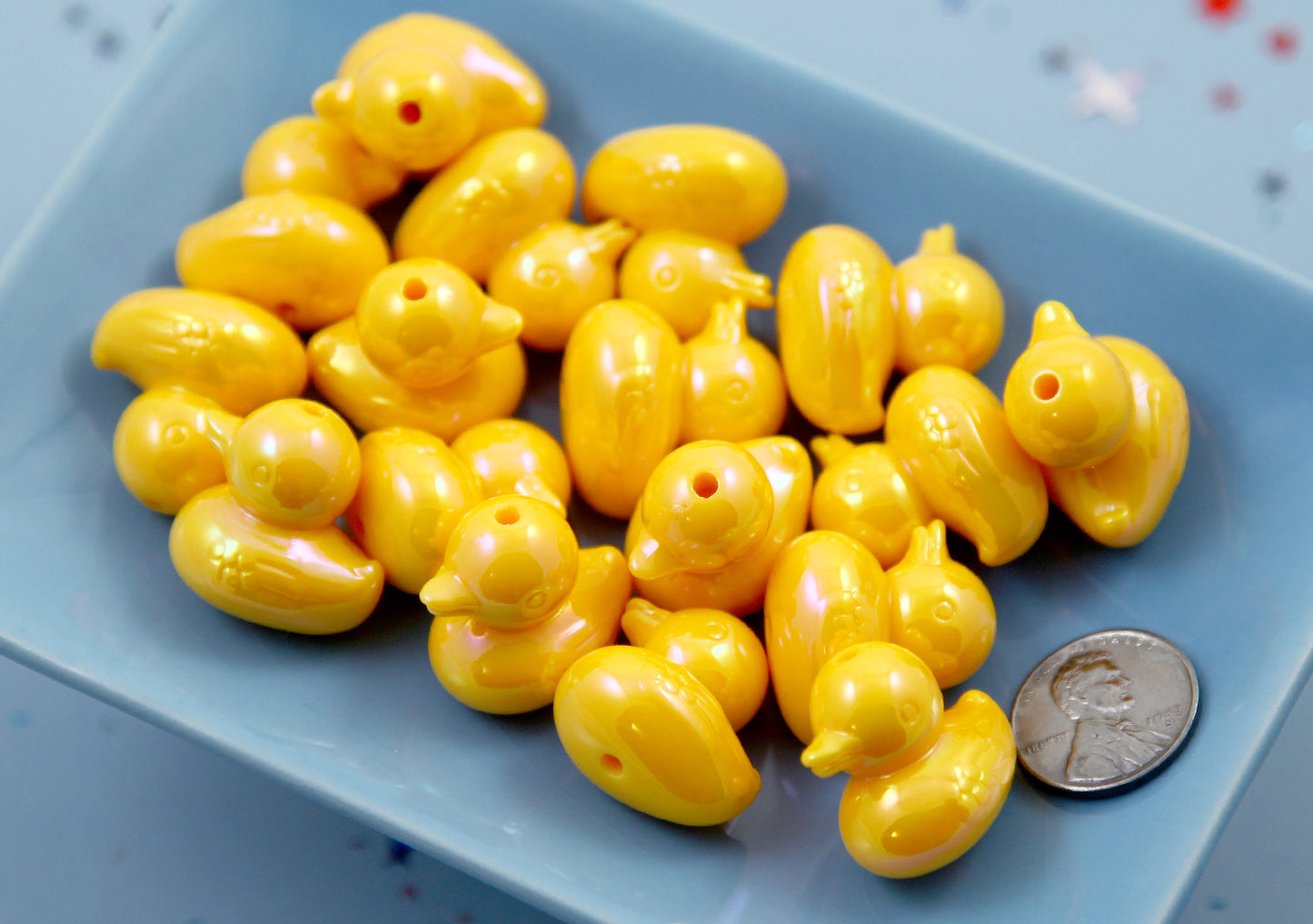 Rubber Duckie Shaped Beads - 22mm Yellow Duck Resin or Acrylic Beads - 6 pc set