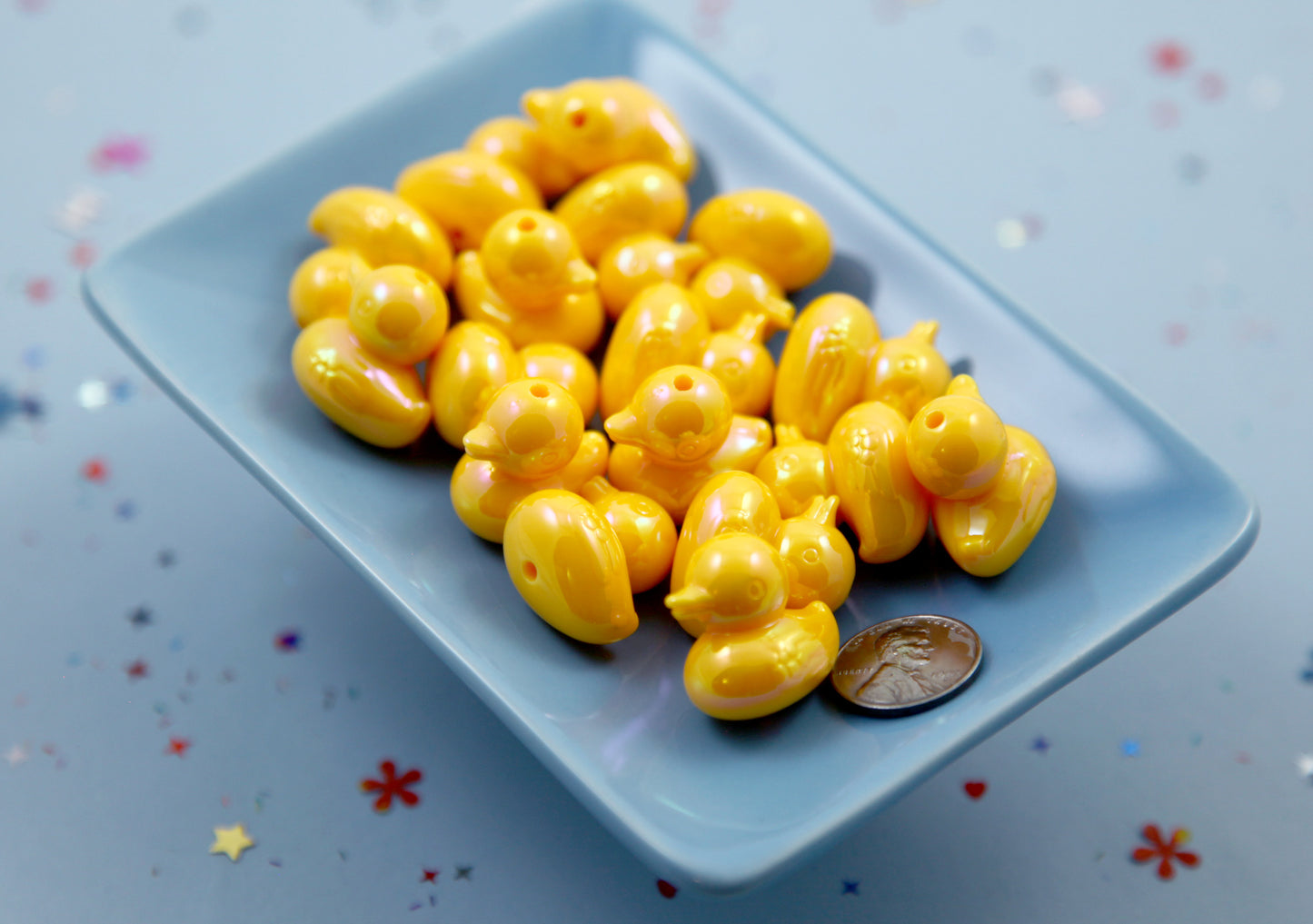 Rubber Duckie Shaped Beads - 22mm Yellow Duck Resin or Acrylic Beads - 6 pc set