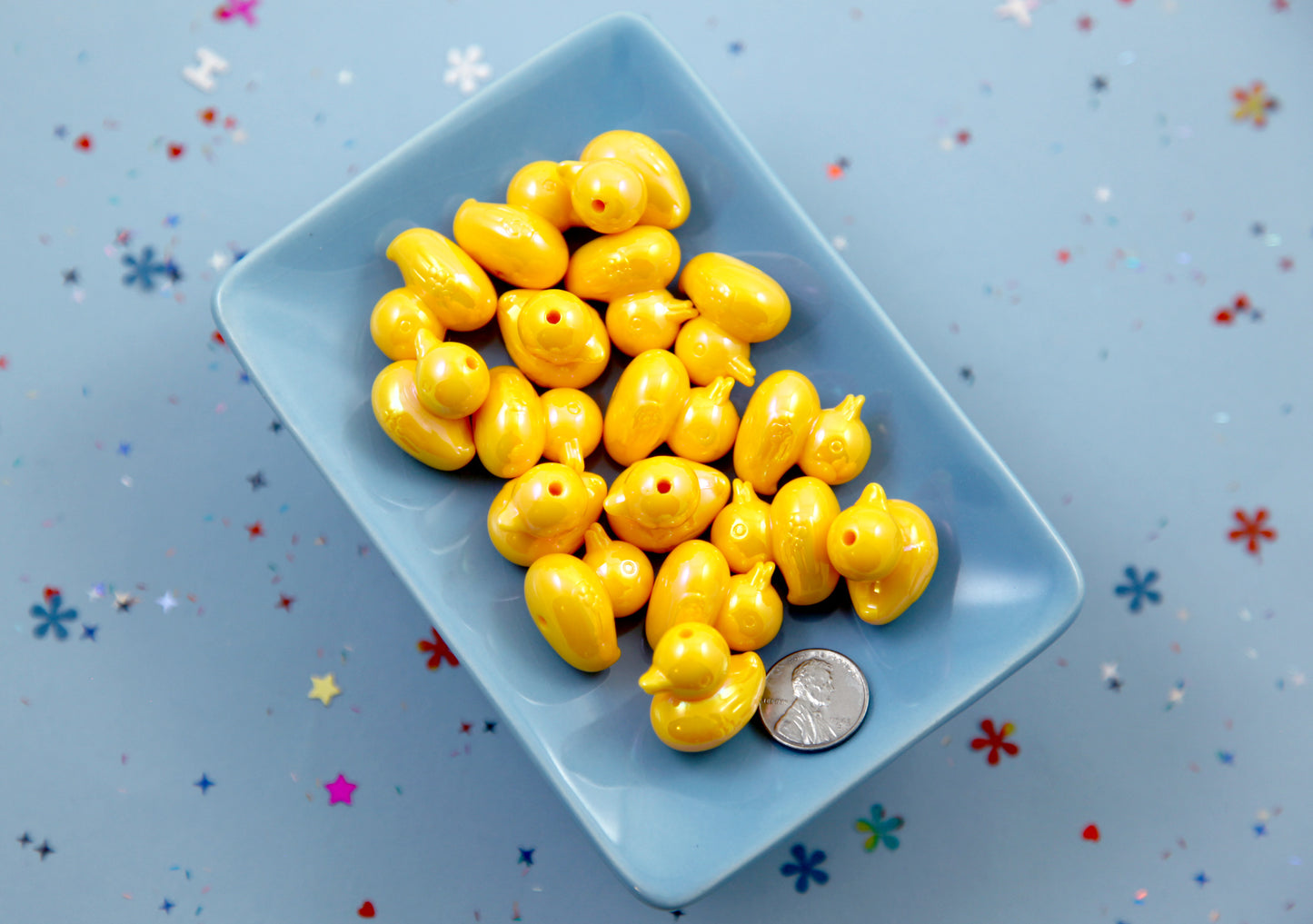 Rubber Duckie Shaped Beads - 22mm Yellow Duck Resin or Acrylic Beads - 6 pc set