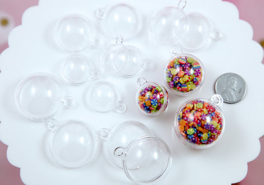 Mini Fillable Shaker Charm - 10 pieces - 30mm Clear Plastic Openable Blank Shaker Charm or Pendant, Fillable Hollow Blanks - Sphere Shape