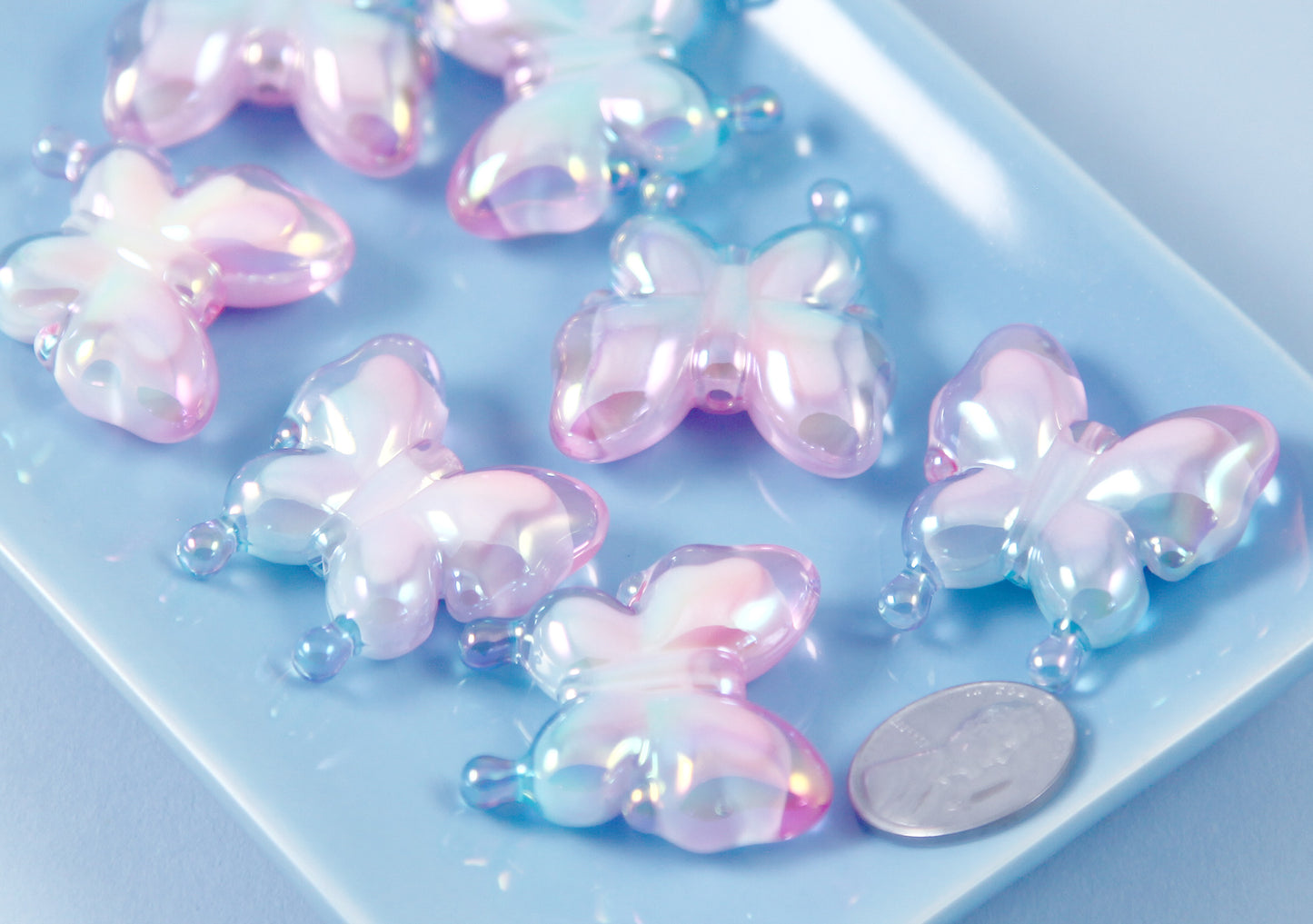 SSC Designs | Iridescent AB Flatback Pearls 6mm Blue & Pink