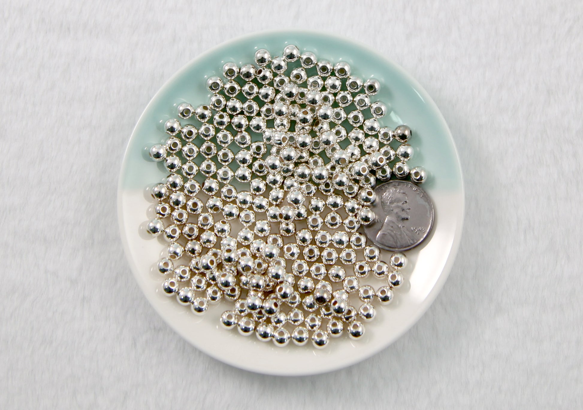 5mm Silver Plated Round Ball Spacer Beads