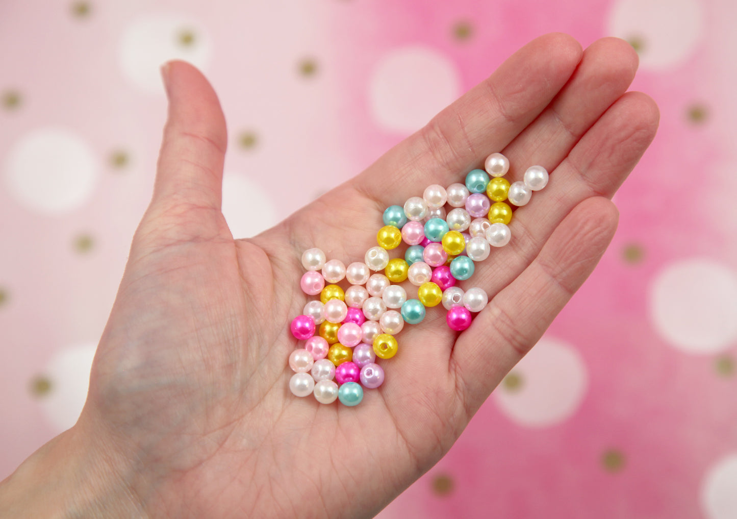 Small Faux Pearl Beads - 500 pieces - 6mm Small Round Pastel Acrylic Pearl Plastic Beads - 500 pc set