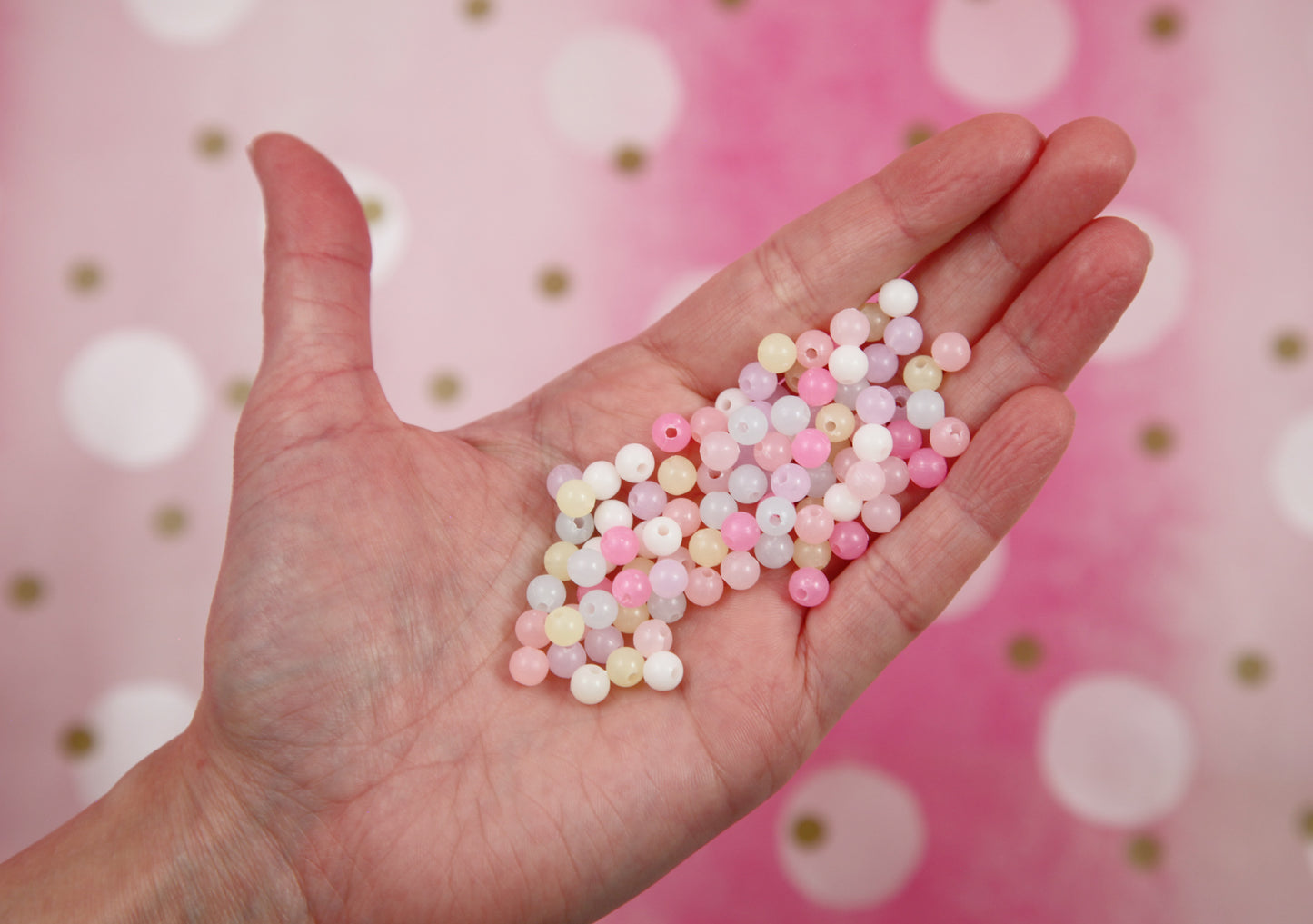 Pastel Beads - 500 pieces - 6mm Pastel Jelly Beads Small Round Shape Plastic or Acrylic Beads