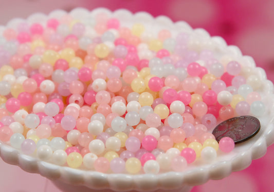 Pastel Beads - 500 pieces - 6mm Pastel Jelly Beads Small Round Shape Plastic or Acrylic Beads