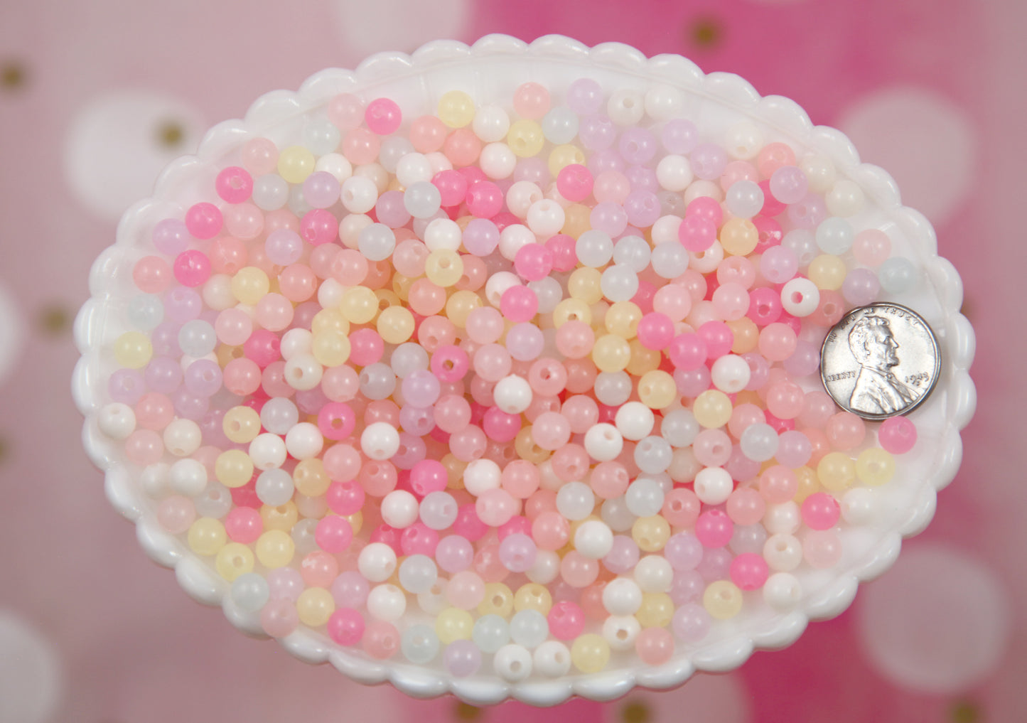 Pastel Beads - 500 pieces - 6mm Pastel Jelly Beads Small Round Shape Plastic or Acrylic Beads