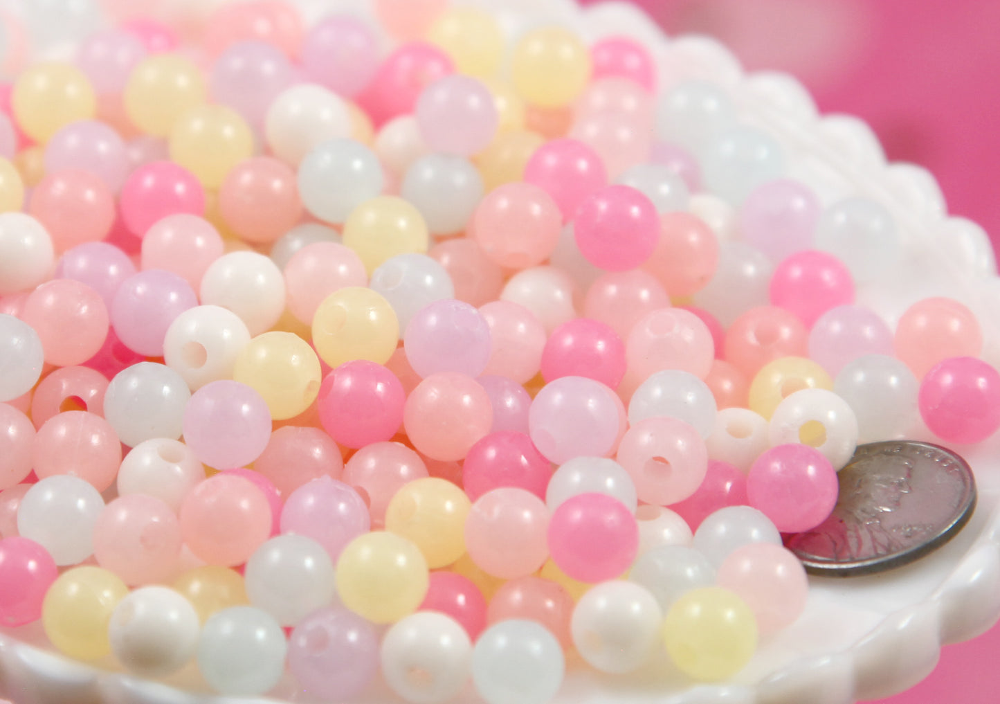 Pastel Jelly Beads - 150 pieces - 8mm Pastel Jelly Beads Small Round Shape Plastic or Acrylic Beads