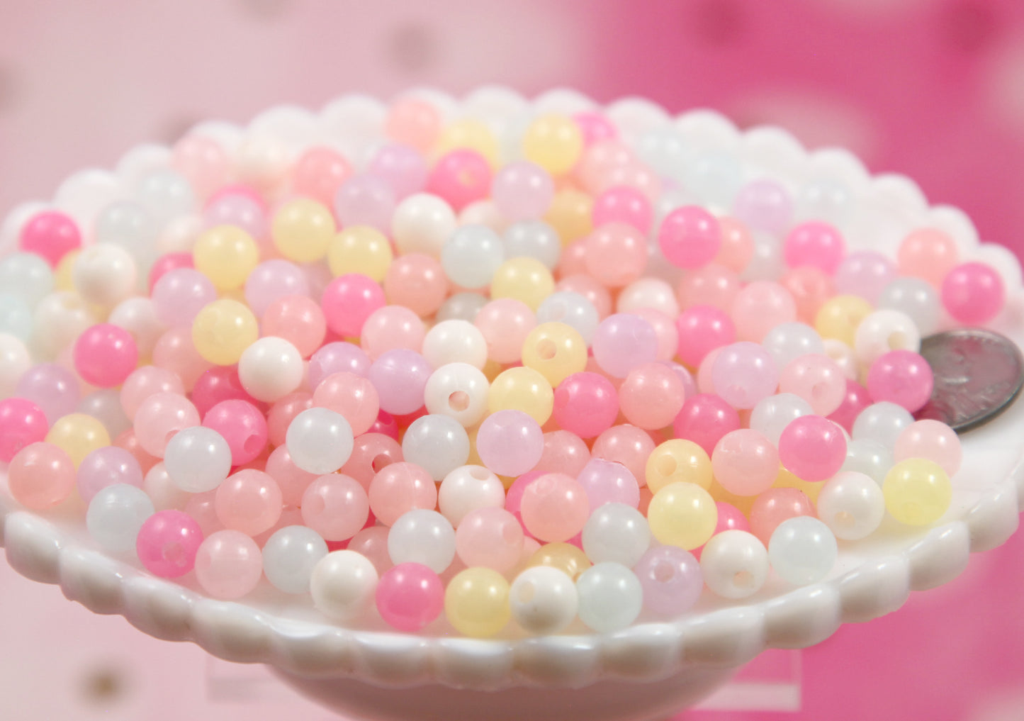 Pastel Jelly Beads - 150 pieces - 8mm Pastel Jelly Beads Small Round Shape Plastic or Acrylic Beads