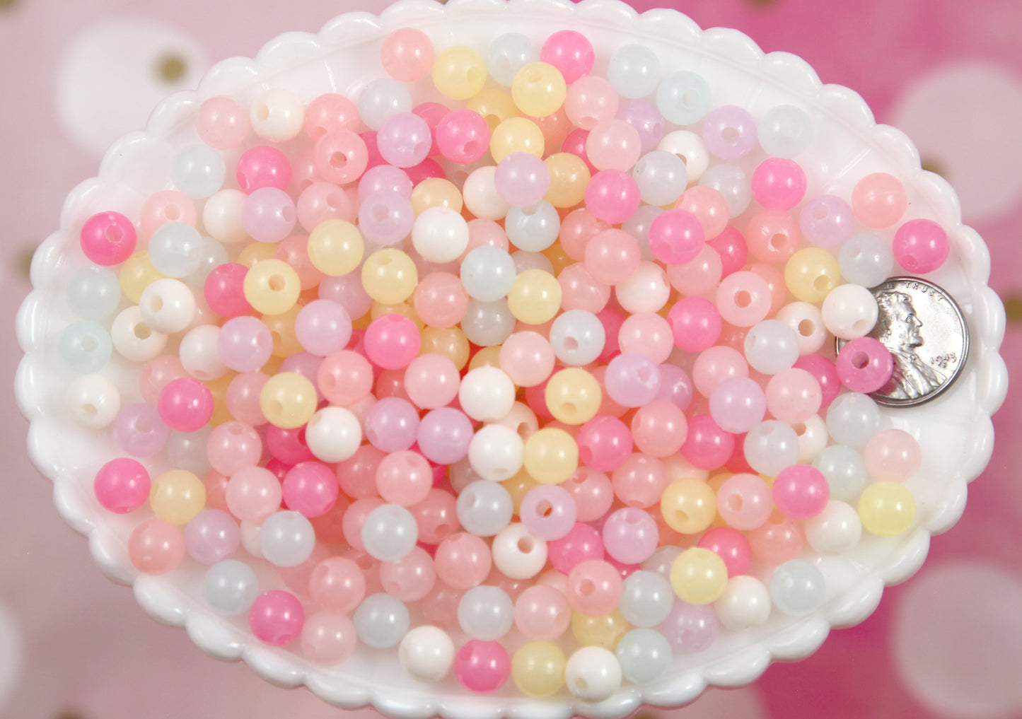 Pastel Jelly Beads - 150 pieces - 8mm Pastel Jelly Beads Small Round Shape Plastic or Acrylic Beads