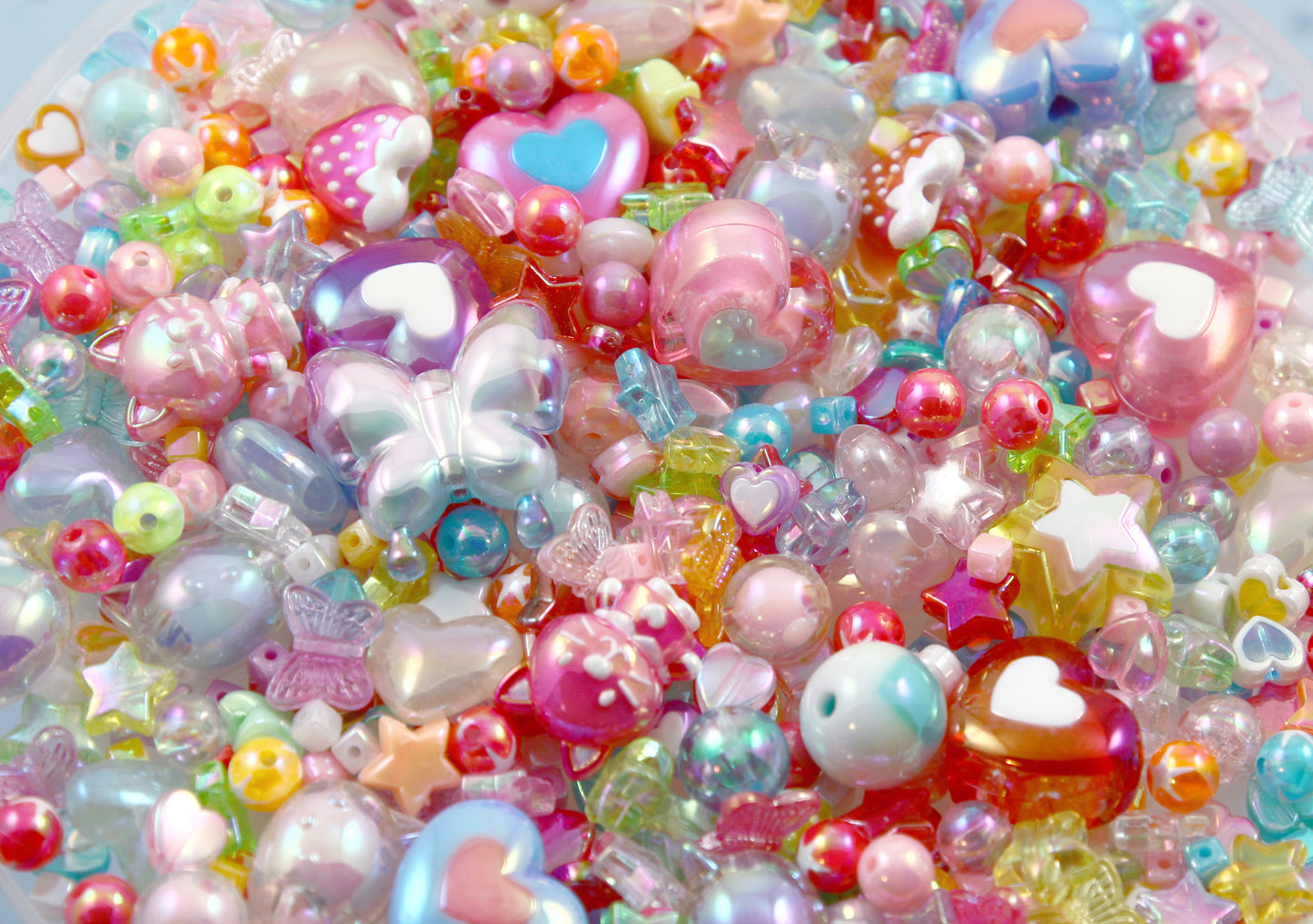 Acrylic Bead Grab Bag - AB Pastel Colors - Mixed Lot of Plastic Beads - great for kandi, ispy, sensory crafts, jewelry making - 150+ pcs