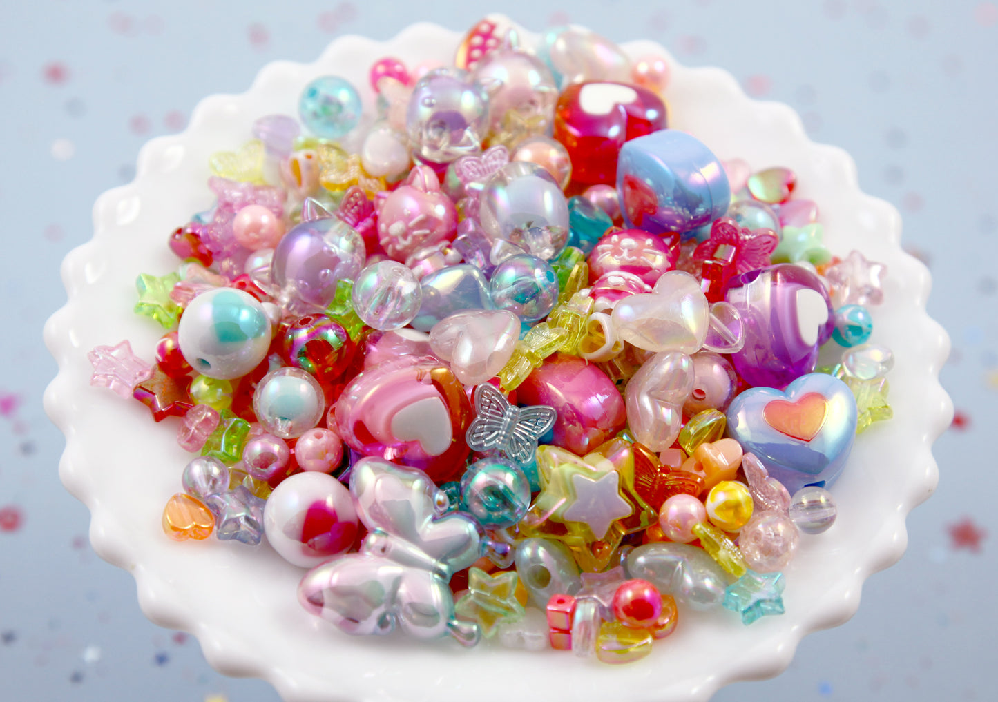 Acrylic Bead Grab Bag - AB Pastel Colors - Mixed Lot of Plastic Beads - great for kandi, ispy, sensory crafts, jewelry making - 150+ pcs