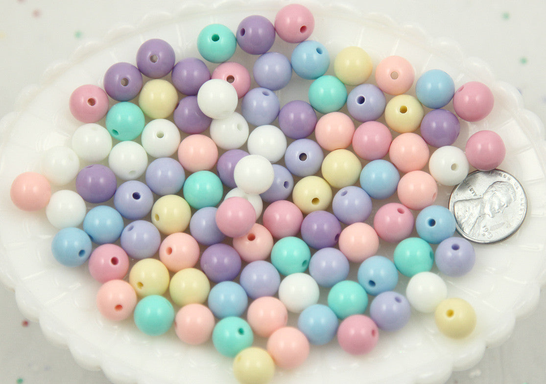6mm Tiny Round Acrylic Beads - Gumball Bubblegum Plastic or Resin