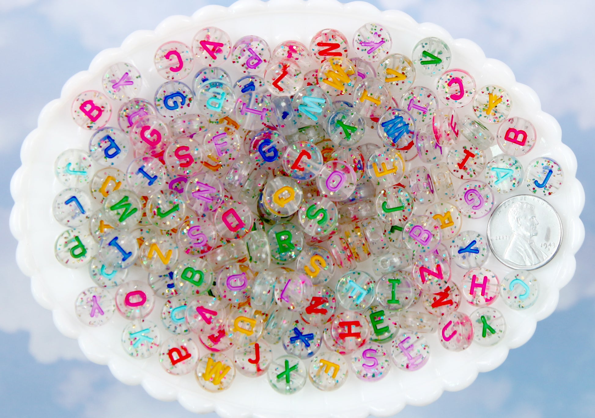 Glitter Beads - 10mm Transparent Glitter Acrylic or Plastic Beads - 80 –  Delish Beads