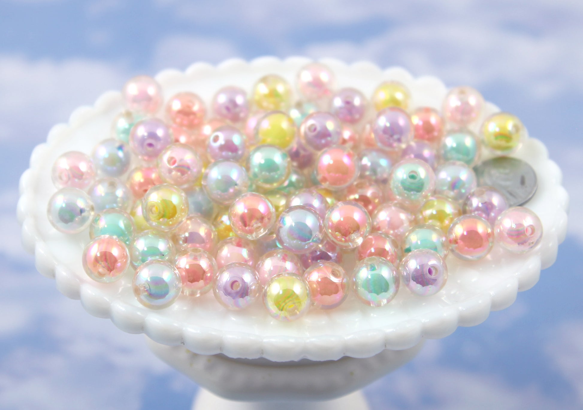 600 Pastel Acrylic Beads Flat Round Assorted Pastel Colors 12 x 5mm with 1mm Hole