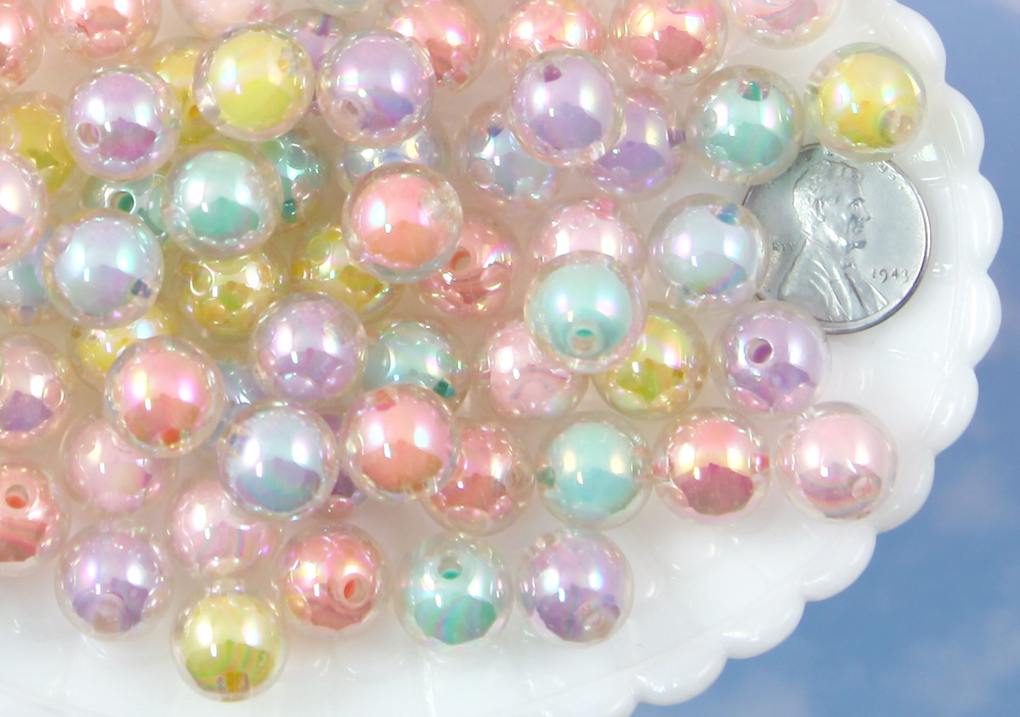 Pastel Beads 12mm Ab Double Inner Pastel Acrylic Or Plastic Beads Delish Beads 8480