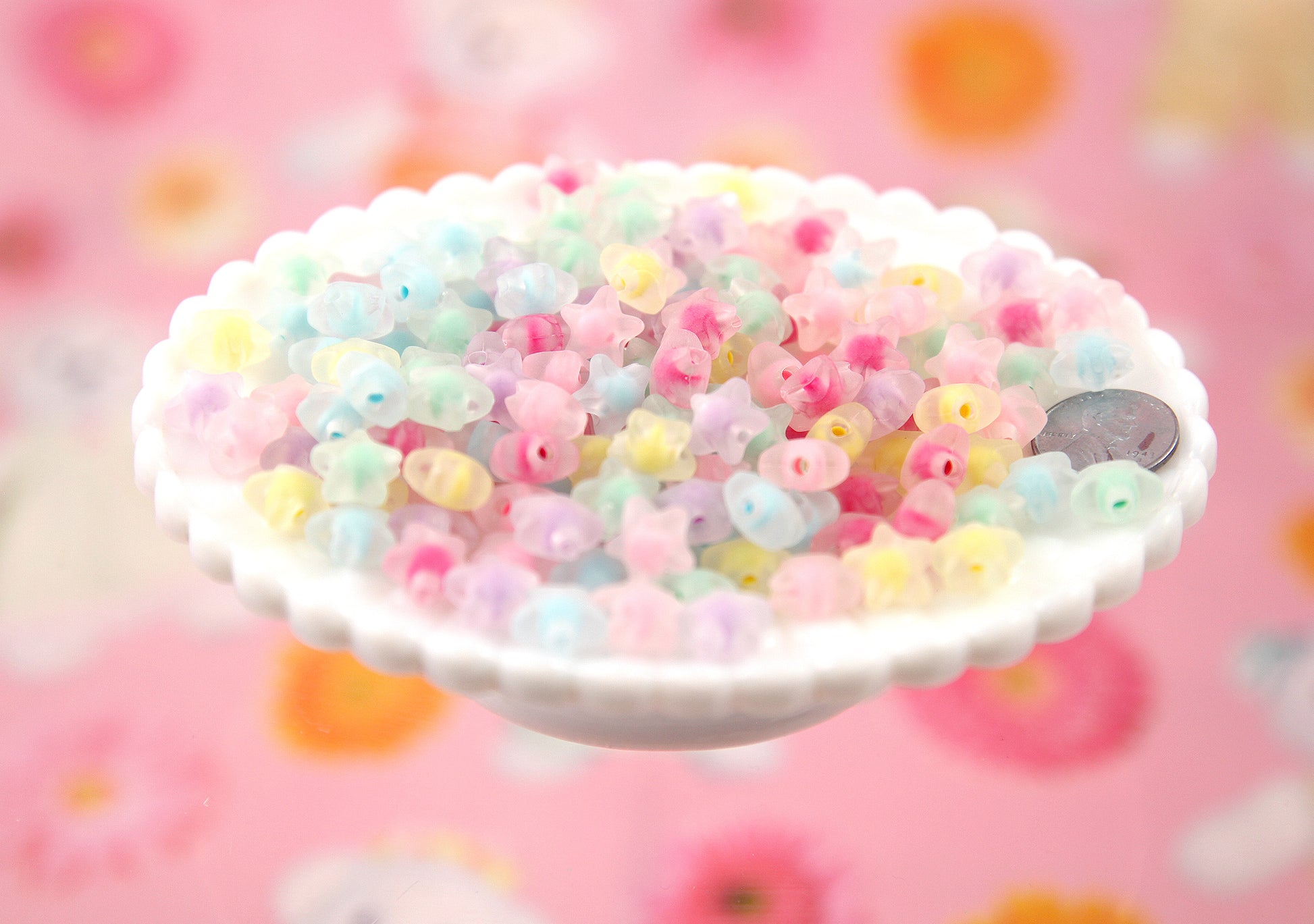 Acrylic Flower Beads - 12mm Small Pastel Transparent Acrylic Flower Be –  Delish Beads