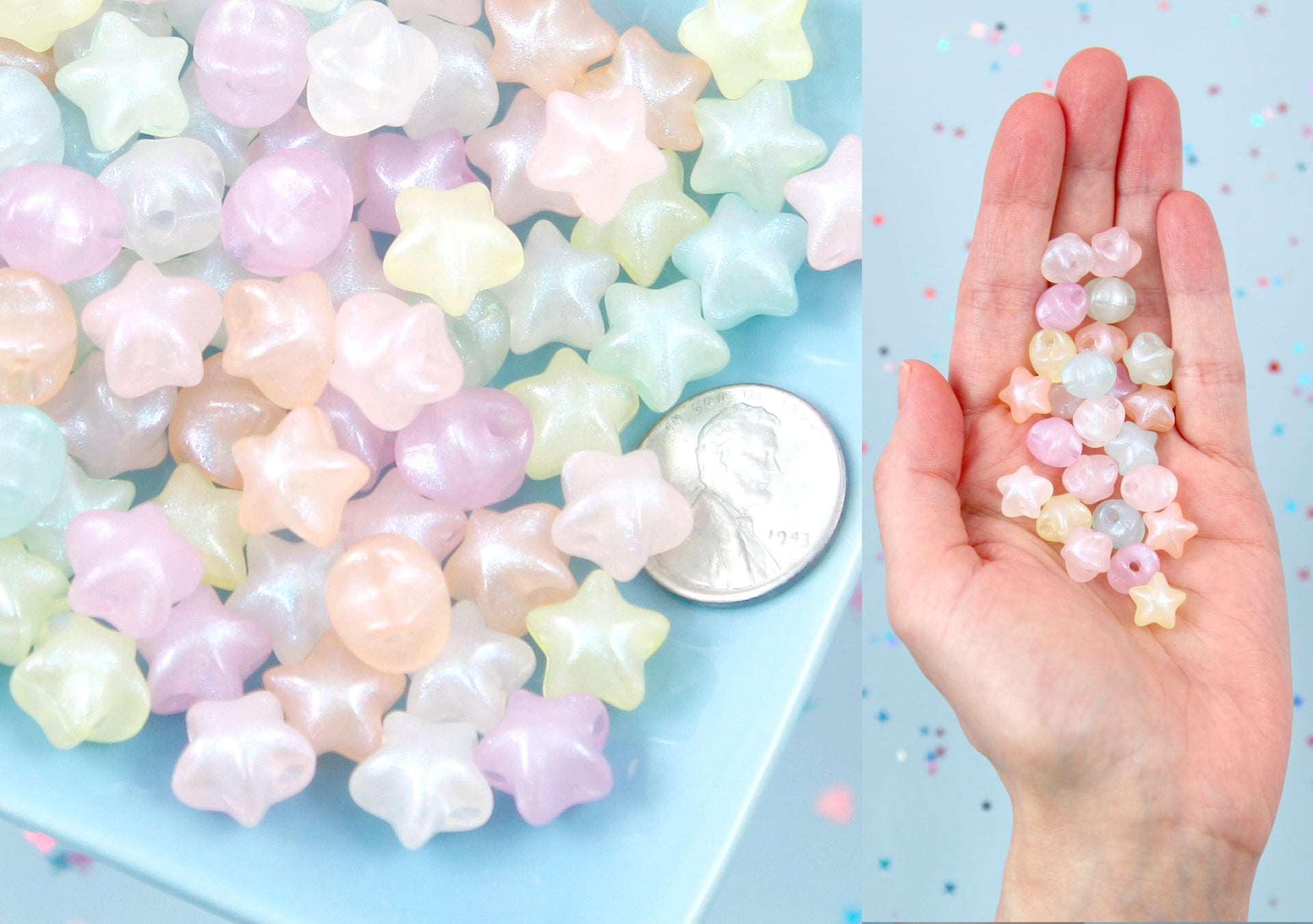 Pastel Star Beads - 10mm Tiny Plastic Pastel Star Beads - 275 pc set –  Delish Beads