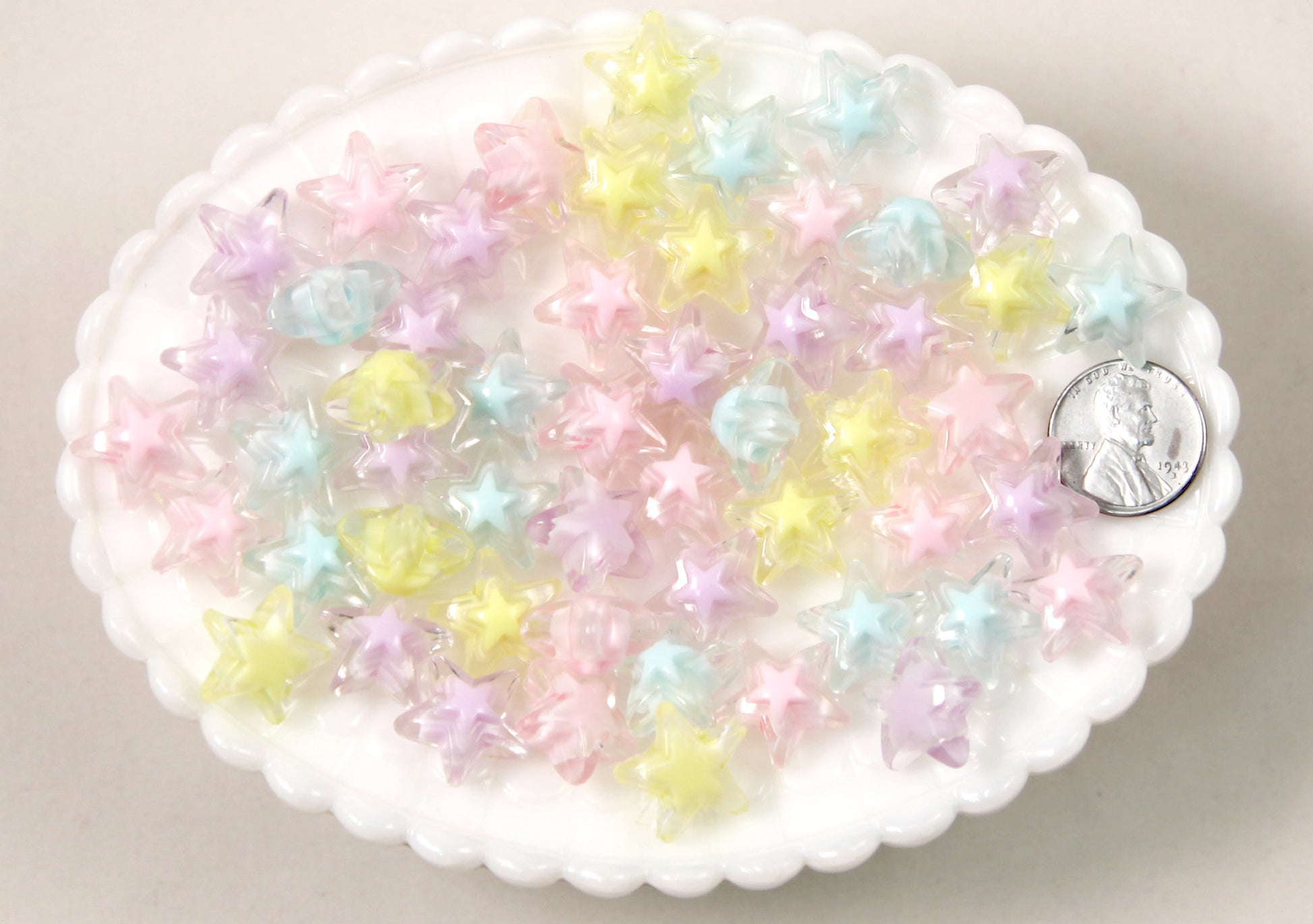 Pastel Beads - 15mm Pastel Snowflake Acrylic or Resin Beads - 100 pcs set