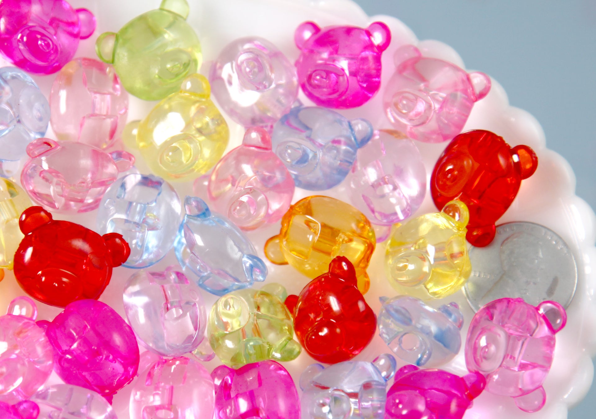 2523 PK12 Color Acrylic Teddy Bear Beads