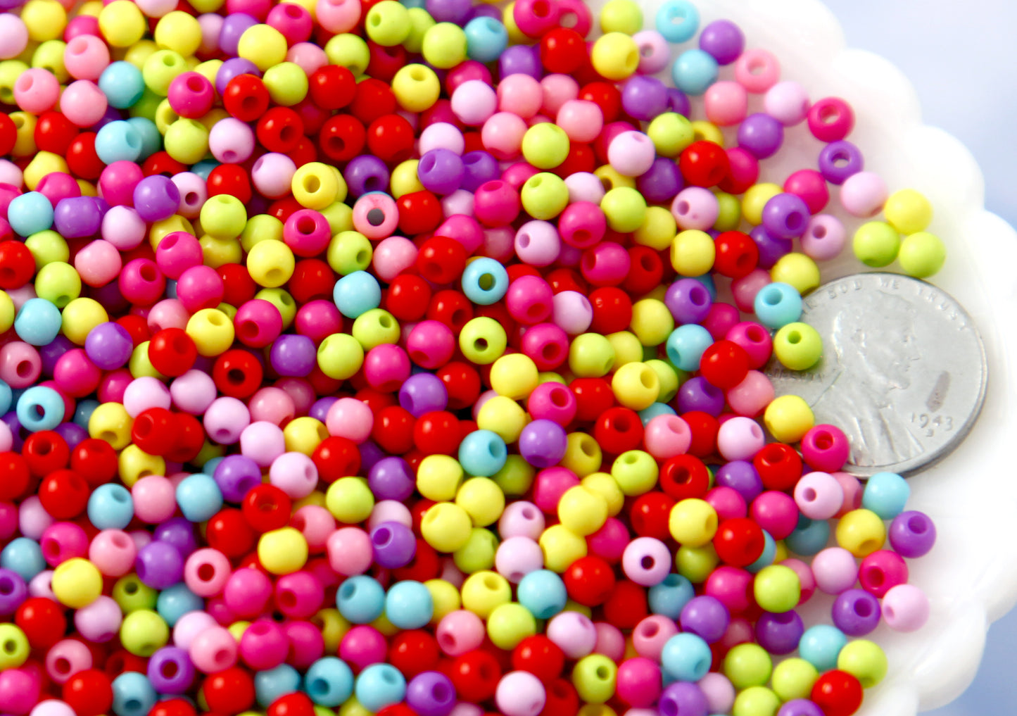 6mm Tiny Round Acrylic Beads - Gumball Bubblegum Plastic or Resin