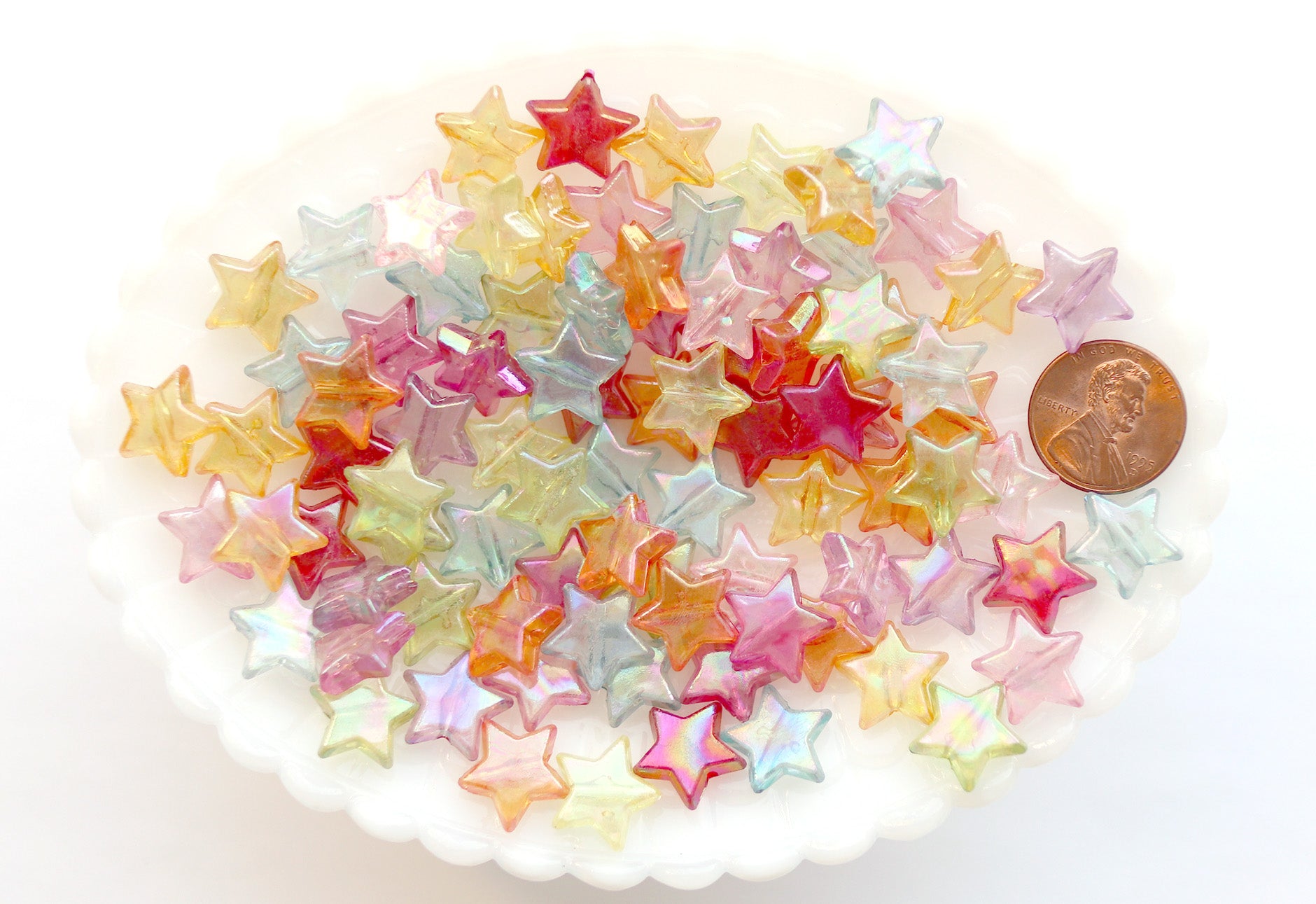 19mm Acrylic Star Bead AB Translucent Resin Beads Iridescent Pastel St –  Rosebeading Official
