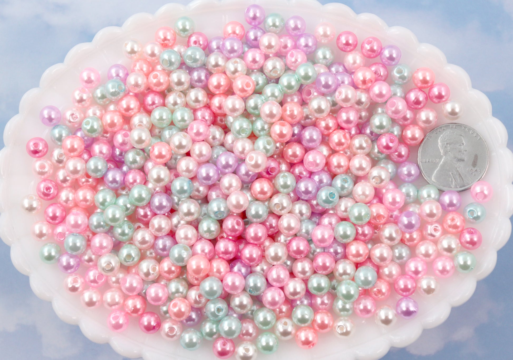 2,000 pcs Assorted Metallic Artificial Plastic Pearls 4mm Tiny Round Craft  Beads