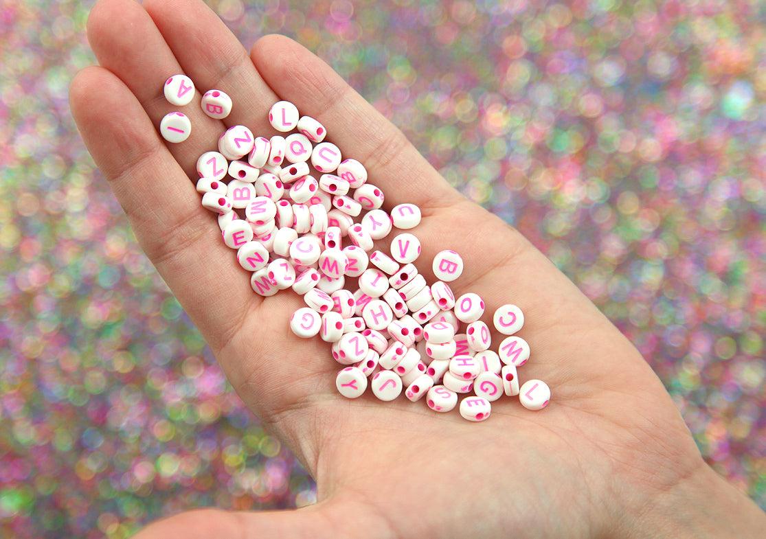 Baby Pink Letter Beads for Bracelets, Name Beads, Alphabet Beads, Alph