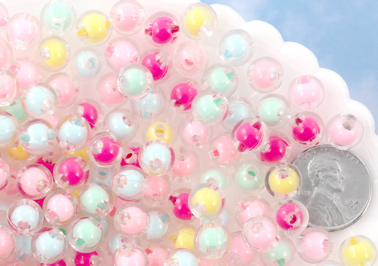 8mm Small Iridescent Pastel AB Mix Translucent Acrylic or Resin Beads –  Delish Beads