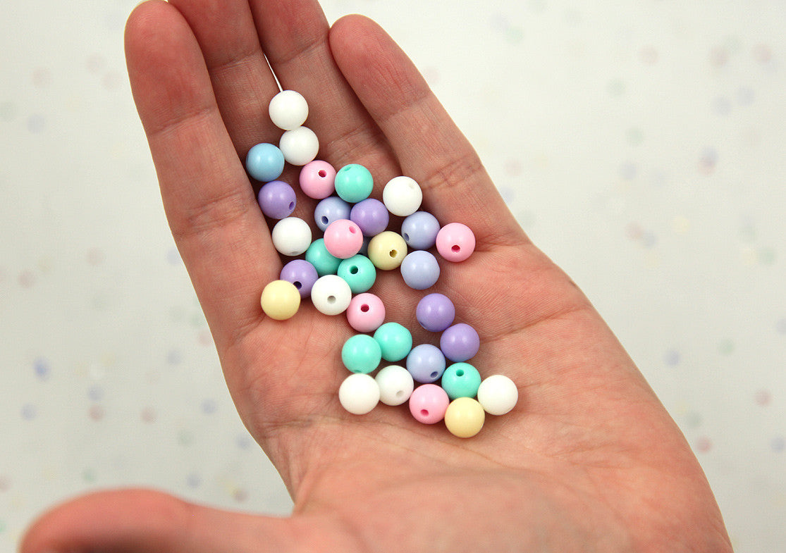 Pastel Beads - 8mm Beautiful Bright Pastel Small Round Shape Acrylic or  Resin Beads - 200 pcs set
